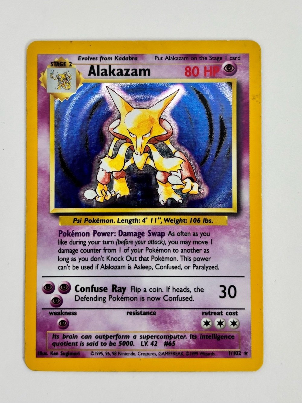 Alakazam Holofoil Pokémon card 1/102 base set